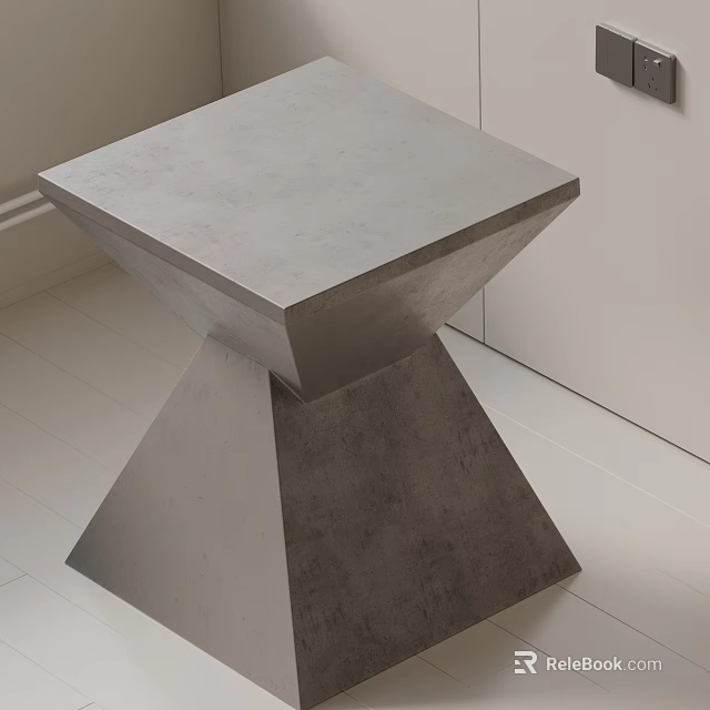 Modern Concrete Side Table With Square Top And Geometric Base In Minimalist Interior 3d model 