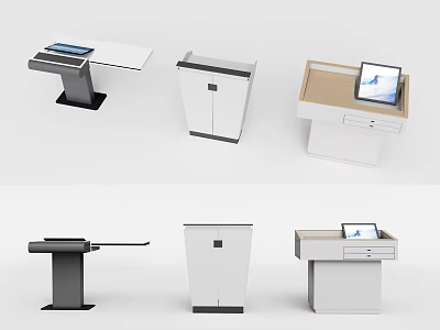 Modern Functional Desks With Tablet Integration Drawer Storage And Various Designs 3d model