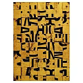 Abstract Geometric Art Design With Yellow Background And Black Shapes
