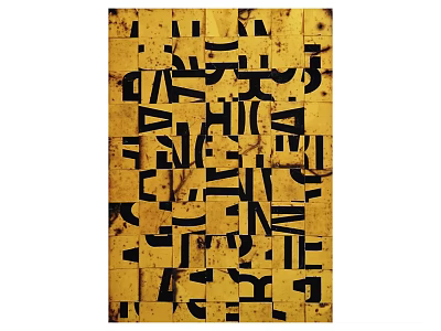 Abstract Geometric Art Design With Yellow Background And Black Shapes 3d model