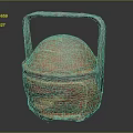 Colorful Handcrafted Woven Basket with Green Handle and Lid for Daily Necessities Storage