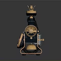Vintage Brass Rotary Dial Telephone With Black Body And Curly Cord