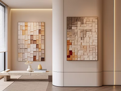 Cream Hanging Painting Cream Wind Decorative Painting Abstract Painting Hanging Painting 3d model