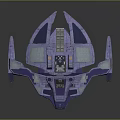 Futuristic Spacecraft 3D Model With Blue Purple Hulls And Detailed Wing Structures