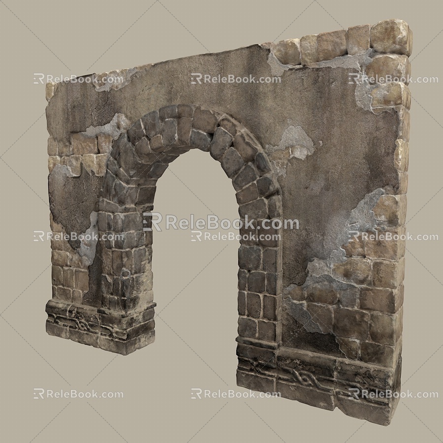 Modern Stone Gate Old Stone Gate Single Building 3d model