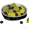 Elegant Vanity Dresser Featuring Fruit Bowl Green Apples And Black Grapes