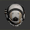 White and Orange Helmet with V Shaped Design Amber Visor and Mechanical Details