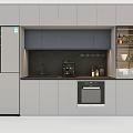 Modern Open Kitchen Interior Design With Glass Door Wine Cabinet And Gray Cabinets