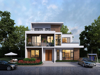 Modern single-family villa exterior 3d model