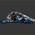 Dynamic Game and Movie Characters in Blue Wave with Red Serpent and Small Figures