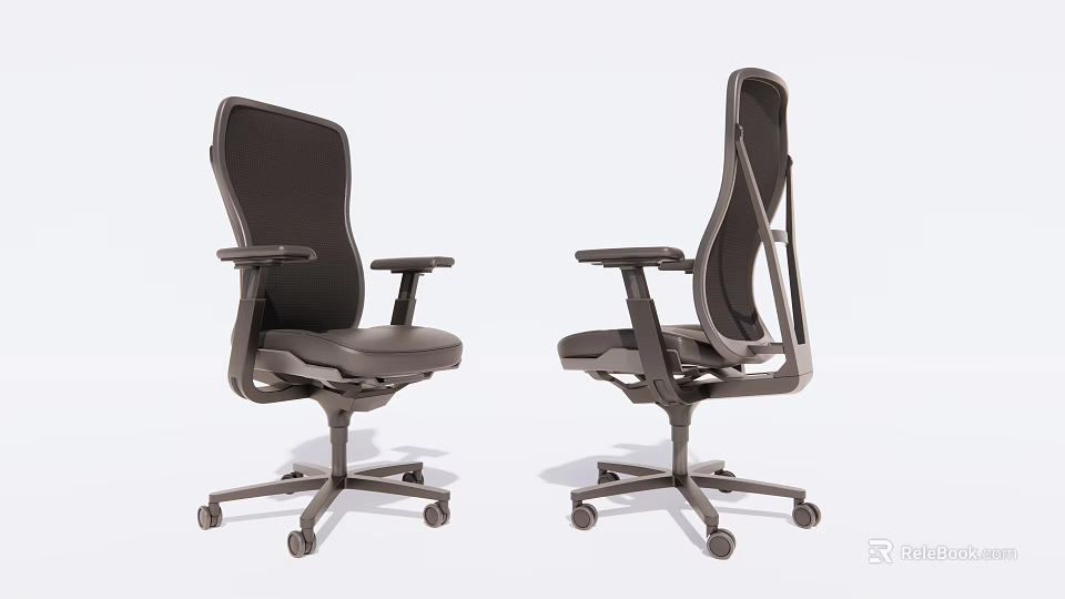Modern Ergonomic Office Chair With Breathable Mesh Backrest And Adjustable Armrests Rolling Casters 3d model 