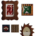 Various Unique Design Photo Frames With Decorative Wooden Shapes And Art Prints