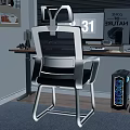 Ergonomic Grey Mesh Office Chair With White Frame In Modern Home Workspace