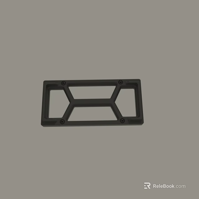 Black Metal Rectangular Frame With Hexagonal Cutout Design And Four Screw Holes 3d model 