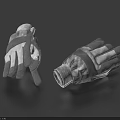 Gray And White Protective Work Gloves With Stripe Design And Durable Material
