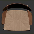 Stylish Wooden Chair With Oval Backrest And Woven Seat And Armrests For Modern Living Room