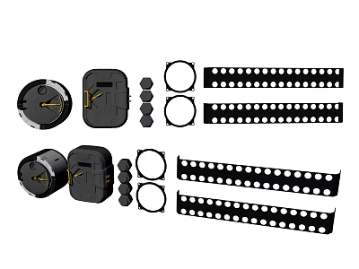 Professional Hardware Tools Set With Storage Cases Accessories Perforated Straps And Round Rings 3d model