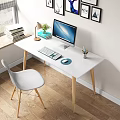 Modern desk chair computer desk 3d model