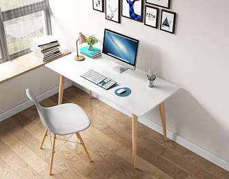 Modern desk chair computer desk 3d model