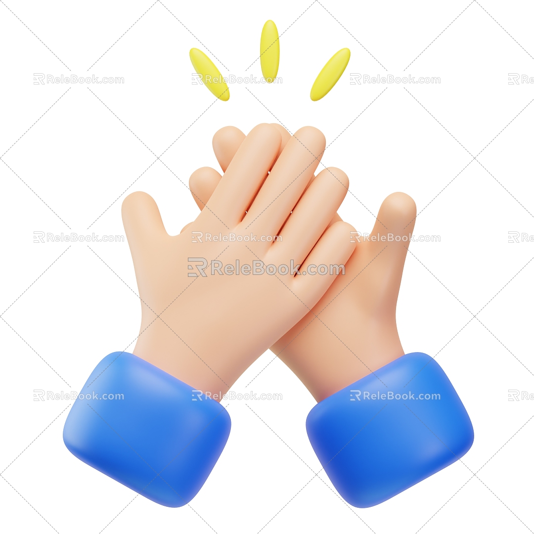 Modern high-five gesture palm small hand cartoon hand anime gesture 3d model