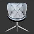 Blue Tufted Fabric Leisure Chair With Modern Design Comfortable Seat And Wooden Legs