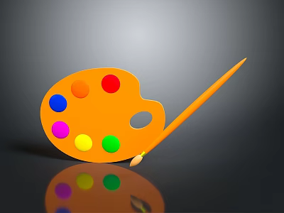 Computer Digital Art Palette With Vibrant Color Options And Drawing Brush 3d model