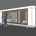 Modern Container Vacation Home Building With Large Glass Windows And Interior Furniture