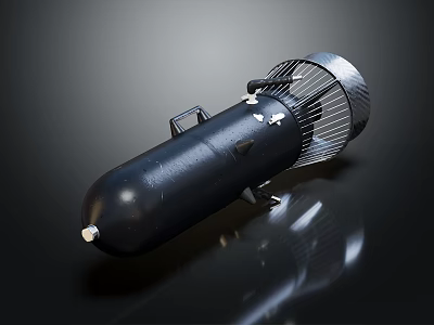 Black Military Weapon With Cylindrical Body Metal Grid Top And Mounting Brackets 3d model