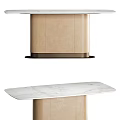 Modern Dining Table With White Marble Top And Beige Base Modern Design 3d model