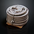 Natural Thick Coiled Rope On Wooden Base With Neatly Wound Design