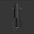 White Rocket Model With Main Body Wings Landing Legs And Shiny Surface On Dark Background