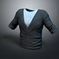 Casual Buttoned Long Sleeve Cardigan Sweater With White Inner Layer Design 3d model