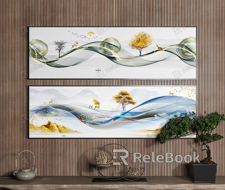 Modern landscape painting bedside decorative painting model