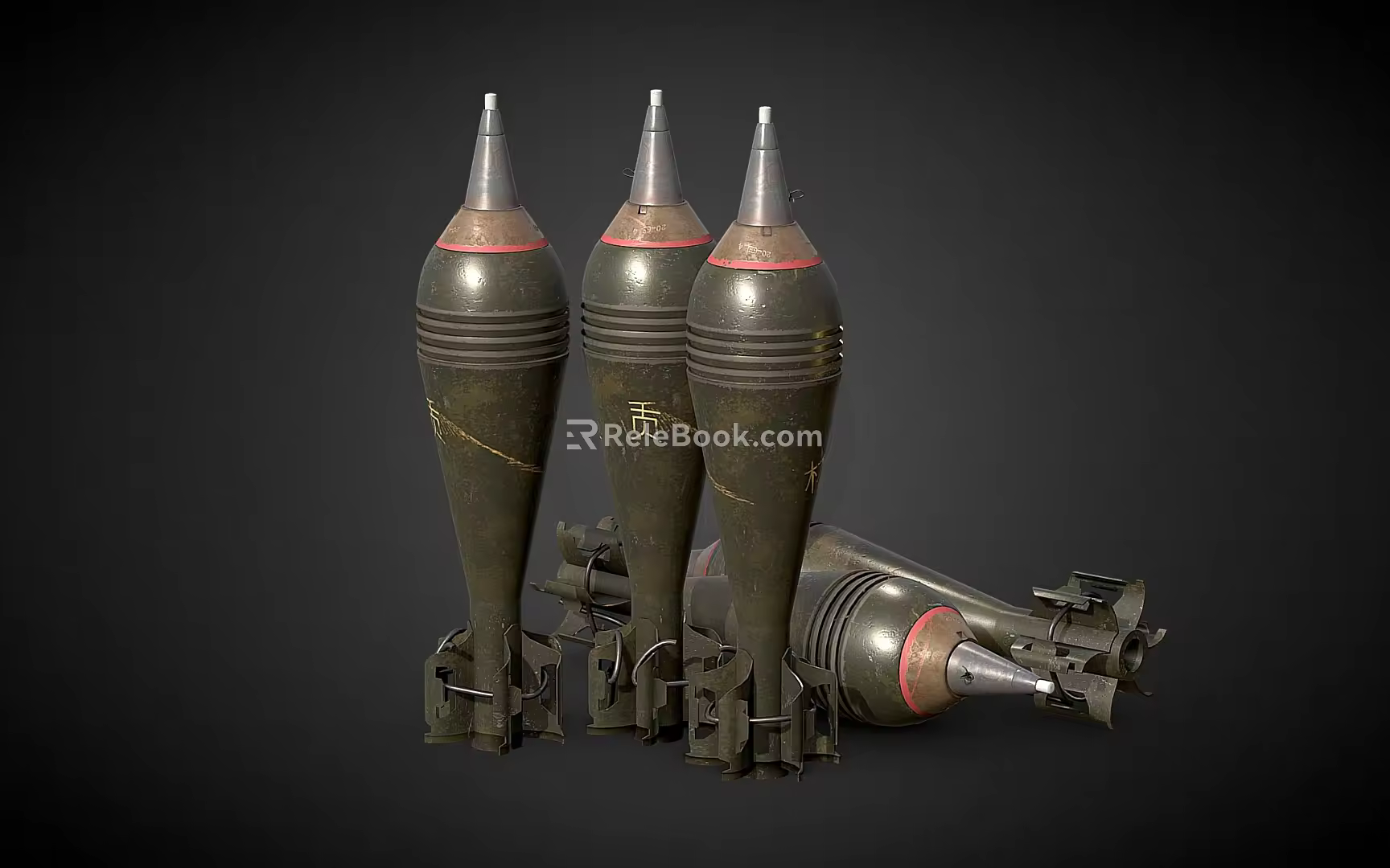 Mortar shell 120mm shell weapon ammunition 3d model
