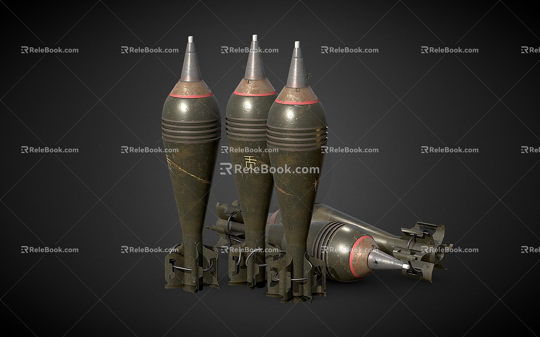 Mortar shell 120mm shell weapon ammunition 3d model