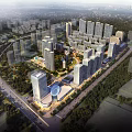Modern Aerial View Urban Planning With High Rise Buildings Roads And Green Areas