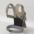 Ergonomic Baby Carrier With Beige Mesh Fabric And Gray Adjustable Straps For Comfort