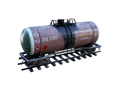 Railway Tank Car Function Vehicle On Railway Track With Metal Structure And Cargo Transport 3d model