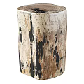 Distressed Wooden Side Table With Cream Black Brown Cracked Texture Design
