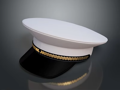 Stylish White Hat with Black Brim and Golden Decorative Band 3d model Stylish White Hat with Black Brim and Golden Decorative Band 3d model