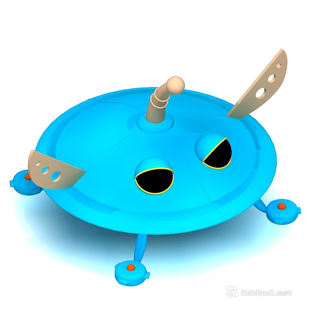 Blue Cartoon Shaped Playground Equipment For Kids With Eyes Antenna And Legs 3d model 