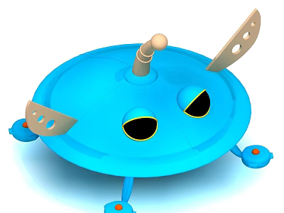 Blue Cartoon Shaped Playground Equipment For Kids With Eyes Antenna And Legs 3d model