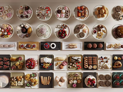 Variety of Delicious Desserts and Pastries 3d model
