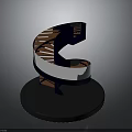 Modern Spiral Architectural Design With Rotating Metal Structure And Wooden Details 3d model