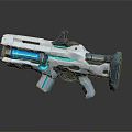 Futuristic Energy Gun With White Body And Blue Glowing Elements In Sleek Design