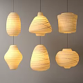 Pendant Lighting Combinations With Beige Woven Line Design And Various Shapes