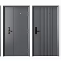 Modern Gray Swing Doors With Various Panel Patterns And Handle Designs For Home 3d model