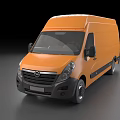 Orange Cargo Van With Sleek Exterior Design Black Windows And Modern Style