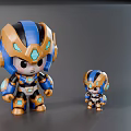Cartoon Style Game Movie Character Robot Dolls Blue Orange White Helmet Armor Three Angles 3d model
