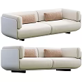 Yellow and Cream Colored Two Seater Sofa with Light Gray and Brown Cushions